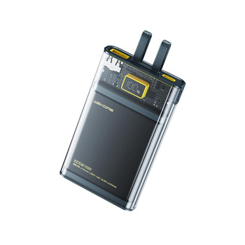 WEKOME WP-323 Vanguard Series - Powerbank 10000 mAh Super Charging mit integriertem USB-C & Lightning PD 20W + QC 22.5W Kabel (Schwarz / Transparent)