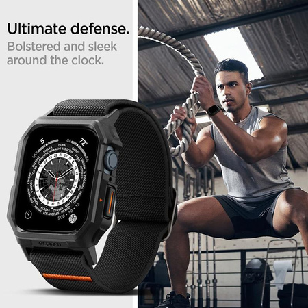 Spigen Lite Fit "Pro" - Pouzdro s řemínkem pro Apple Watch 4/5/6/7/8/9/SE 44/45 mm (Matně černé)