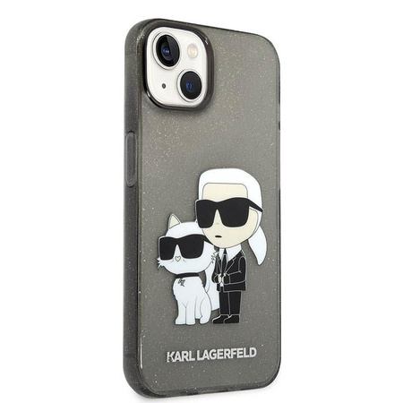 Karl Lagerfeld IML Glitter NFT Karl & Choupette - pouzdro pro iPhone 14 Plus (černé)