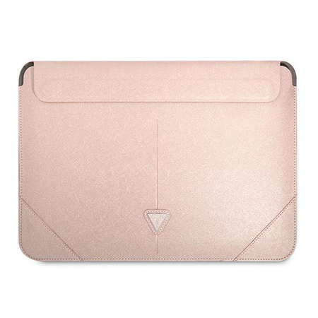 Pouzdro Guess Saffiano Triangle Logo Sleeve - 16" pouzdro na notebook (růžové)