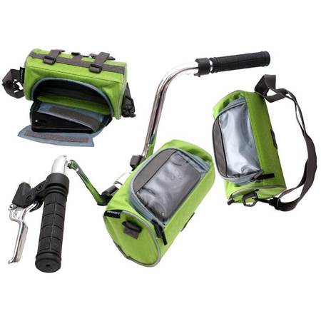 Dunlop - Handlebar bike bag / pannier with smartphone pocket (green)