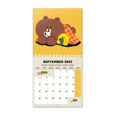 Line Friends - Calendrier mural 2022 année 30 x 30 cm