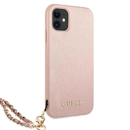 Guess Saffiano Kette - iPhone 11 Tasche (rosa)