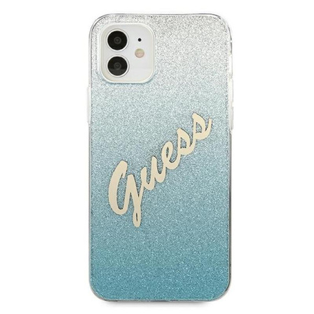 Guess Glitter Gradient Script - pouzdro pro iPhone 12 mini (modré)