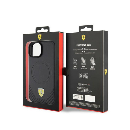 Ferrari Carbon Metal Logo MagSafe - iPhone 15 Case (black)