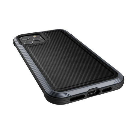 X-Doria Raptic Lux - Alumínium tok iPhone 12 Pro Max készülékhez (Cseppteszt 3m) (fekete szénszálas)