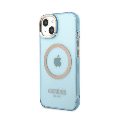 Guess Gold Outline Translucide MagSafe - iPhone 13 Case (bleu)