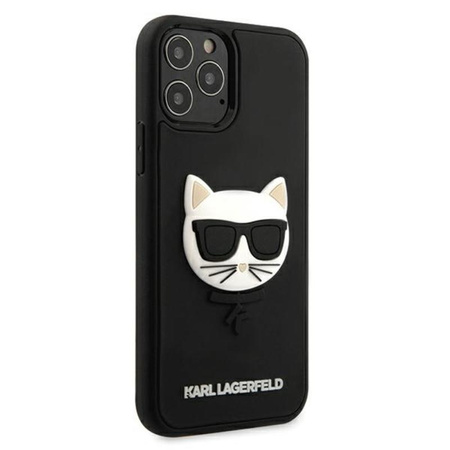 Karl Lagerfeld Choupette Head 3D Rubber - pouzdro pro iPhone 12 Pro Max (černé)