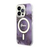 Guess Golden Marble MagSafe - Etui iPhone 14 Pro (Purpurowy)