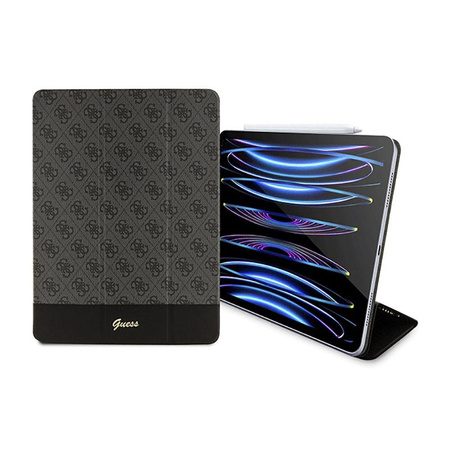 Guess 4G Stripe Allover - pouzdro pro iPad Pro 12,9" (2020-2022) (černé)