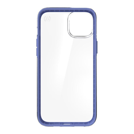 Speck Presidio Perfect-Clear with Impact Geometry - iPhone 15 Plus / 14 Plus Case with MICROBAN Coating (Clear / Grounded Purple)