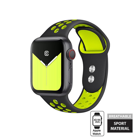 Crong Duo Sport - szíj Apple Watch 42/44/45/49 mm-es órához (fekete/lime)