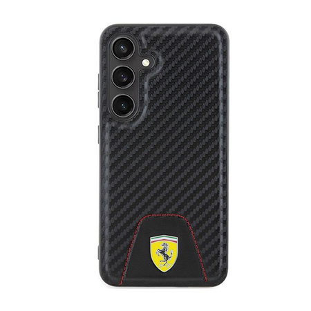 Ferrari Carbon prošívané dno - pouzdro pro Samsung Galaxy S24 (černé)