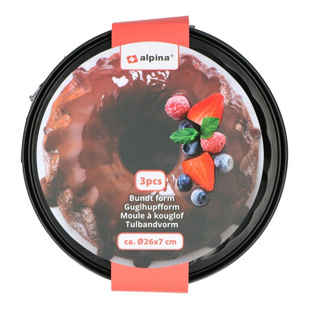 Alpina – 2-in-1-Backform für Kuchen und Gugelhupfe mit Antihaftbeschichtung, 26 x 7 cm