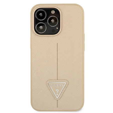 Guess Saffiano Triangle Logo Case - iPhone 13 Pro Case (beige)