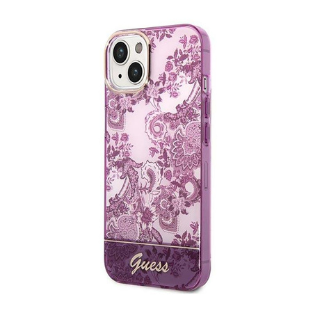 Guess Porcelain Collection - pouzdro pro iPhone 14 Plus (fuchsiová)