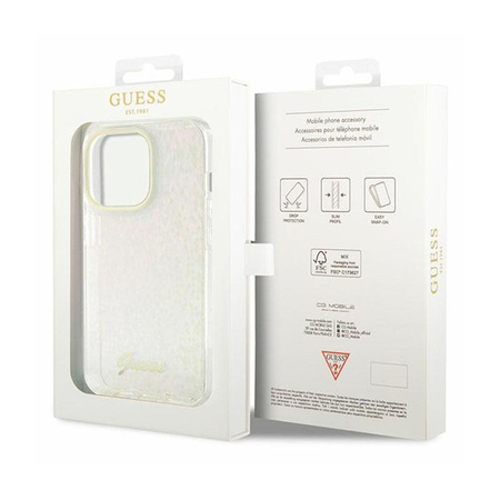 Guess IML Faceted Mirror Disco Iridescent - iPhone 15 Pro Tasche (rosa)