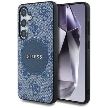 Guess 4G Round Patch Classic Logo MagSafe - Etui do Samsung Galaxy S25 (niebieski)
