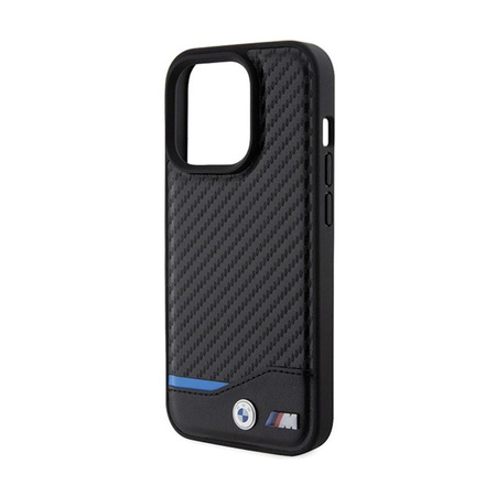 BMW Leather Carbon Blue Line - iPhone 15 Pro Case (black)