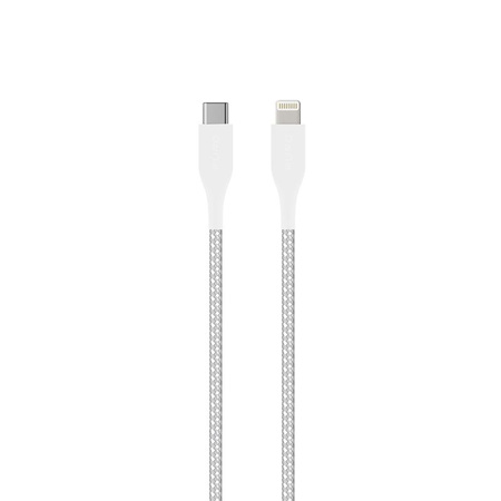 PURO Fabric Ultra Strong - Kabel w oplocie heavy duty USB-C / Lightning MFi 1,2m (biały)