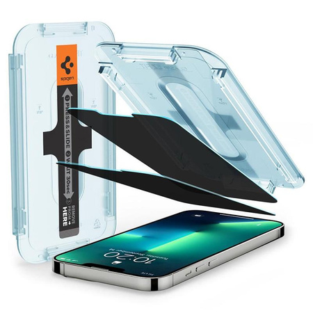 Spigen GLAS.TR EZ FIT Privacy - Verre trempé avec filtre de confidentialité pour iPhone 14 / iPhone 13 Pro / iPhone 13 2 pcs