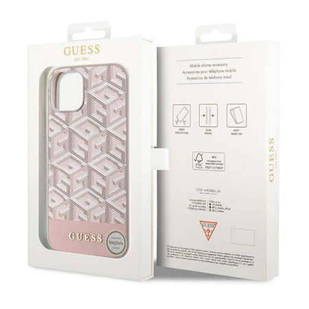 Guess GCube Stripes MagSafe - Case for iPhone 14 Plus (Pink)