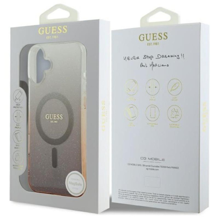 Guess IML Glitter Gradient MagSafe - Coque iPhone 16 (marron)