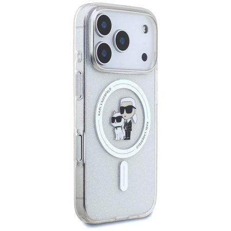 Karl Lagerfeld IML Karl Choupette Glitter MagSafe - Hülle für iPhone 17 Pro (transparent)