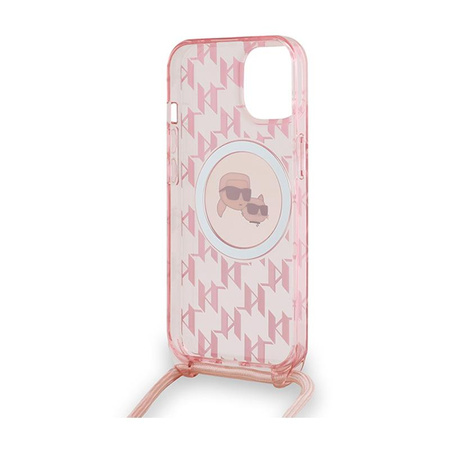 Karl Lagerfeld IML Crossbody Monogram Karl & Choupette Head MagSafe - iPhone 15 / 14 / 13 tok (rózsaszín)