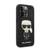 Karl Lagerfeld Glitter Flakes Ikonik - pouzdro pro iPhone 14 Pro (černé)