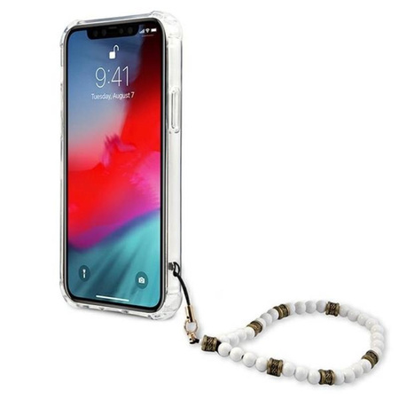 Guess White Pearl Strap - pouzdro pro iPhone 12 Pro Max (průhledné)