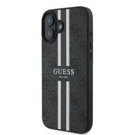 Guess 4G nyomtatott csíkos MagSafe - iPhone 16 Plus tok (fekete)