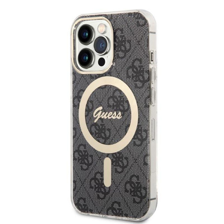 Guess Bundle Pack MagSafe 4G - MagSafe iPhone 13 Pro Case + Charger Set (black/gold)