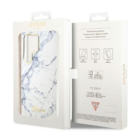 Guess Marble Collection - Samsung Galaxy S23 Ultra tok (fehér)