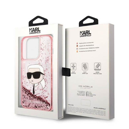 Karl Lagerfeld Liquid Glitter NFT Karl's Head - iPhone 14 Pro Max Tasche (rosa)