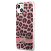 Guess Leopard Electro Stripe - pouzdro pro iPhone 13 mini (růžové)