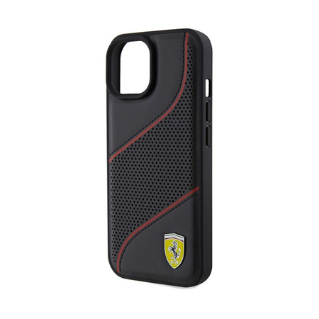 Ferrari Perforované kovové logo Waves - pouzdro na iPhone 15 (černé)