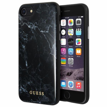 Coque rigide en verre trempé Guess Marble - Coque iPhone 8 / 7 (noir)