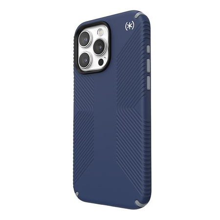 Speck Presidio2 Grip - iPhone 15 Pro Max Tasche (Küstenblau / Staubgrau / Weiß)