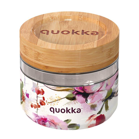 Quokka Deli Food Jar - Récipient alimentaire en verre / lunchbox 500 ml (Fleurs foncées)