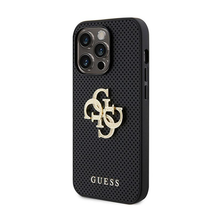 Guess 4G Perforated Glitter - iPhone 15 Pro Tasche (Schwarz)