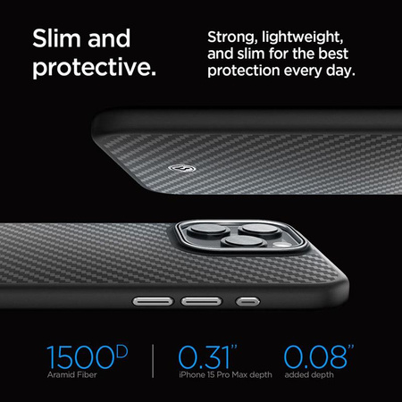 Spigen Enzo Aramid MagSafe - iPhone 15 Pro Max Case (Black)