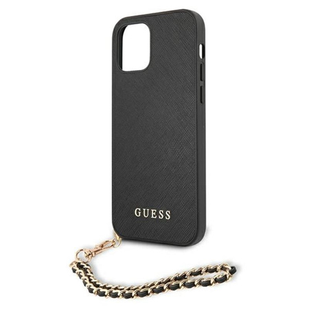 Guess Saffiano Chain - Etui iPhone 12 Pro Max (czarny)