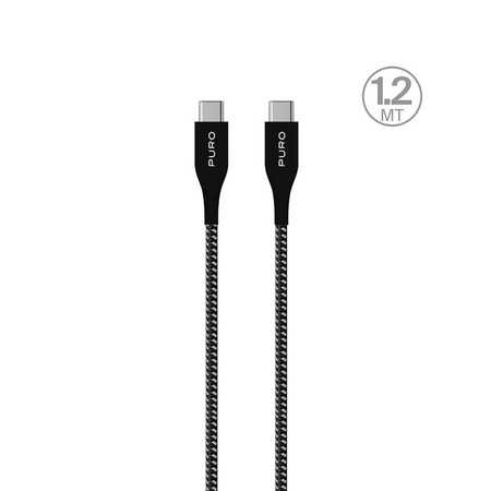 PURO Fabric Ultra Strong - Heavy duty braided USB-C / USB-C cable 1.2m (black)