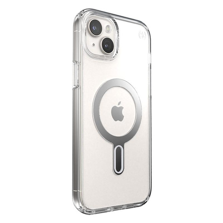 Speck Presidio Perfect-Clear ClickLock & Magsafe - iPhone 15 Plus / iPhone 14 Plus Case (Clear / Chrome Finish / Serene Silver)