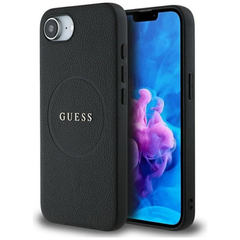 Guess Grained Ring MagSafe - pouzdro pro iPhone 16e (černé)