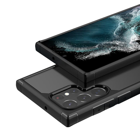 Průhledný hybridní kryt Crong - kryt pro Samsung Galaxy S22 Ultra (černý)