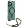 Guess IML Glitter gyöngyház szíjjal MagSafe - iPhone 16 Pro Max tok (zöld)