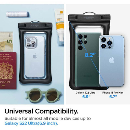 Spigen A610 univerzális vízálló úszó tok - tok legfeljebb 6,9" méretű okostelefonokhoz (fekete)