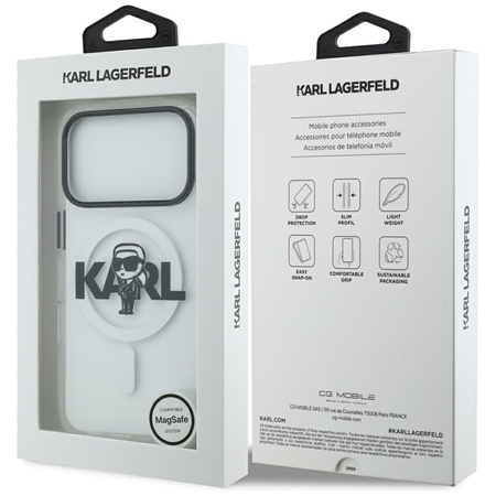 Karl Lagerfeld IML Karl Sketch Logo MagSafe - Custodia per iPhone 17 Pro (trasparente)